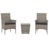 Image de vidaXL Ensemble Bistro 3 pièces avec coussins Gris Poly rotin et verre