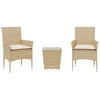 Image de vidaXL Ensemble Bistro 3 pièces avec coussins Beige Poly rotin et verre
