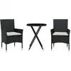Image de vidaXL Ensemble Bistro 3 pièces avec coussins Noir Poly rotin et verre