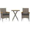 Image de vidaXL Ensemble Bistro 3 pièces avec coussins Gris Poly rotin & bois d'acacia