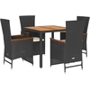 Image de vidaXL Ensemble de jardin 5 pièces avec coussins Noir Poly Rattan