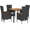 Image de vidaXL Ensemble de jardin 5 pièces avec coussins Noir Poly Rattan