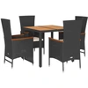 Image de vidaXL Ensemble de jardin 5 pièces avec coussins Noir Poly Rattan
