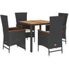 Image de vidaXL Ensemble de jardin 5 pièces avec coussins Noir Poly Rattan