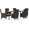 Image de vidaXL Ensemble de jardin 7 pièces avec coussins Noir Poly Rattan