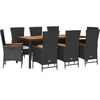 Image de vidaXL Salon de jardin 9 pièces avec coussins noir poly rotin