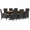 Image de vidaXL Salon de jardin 9 pièces avec coussins noir poly rotin