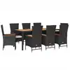 Image de vidaXL Salon de jardin 9 pièces avec coussins noir poly rotin