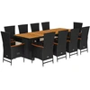 Image de vidaXL Ensemble de jardin 11 pièces avec coussins Noir Poly Rattan