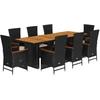 Image de vidaXL Salon de jardin 9 pièces avec coussins noir poly rotin