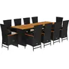 Image de vidaXL Ensemble de jardin 11 pièces avec coussins Noir Poly Rattan