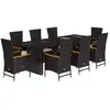 Image de vidaXL Salon de jardin 9 pièces avec coussins noir poly rotin