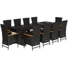 Image de vidaXL Ensemble de jardin 11 pièces avec coussins Noir Poly Rattan
