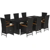 Image de vidaXL Salon de jardin 9 pièces avec coussins noir poly rotin