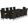 Image de vidaXL Ensemble de jardin 11 pièces avec coussins Noir Poly Rattan
