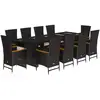 Image de vidaXL Ensemble de jardin 11 pièces avec coussins Noir Poly Rattan