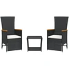 Image de vidaXL Ensemble de jardin 3 pièces avec coussins Noir Poly Rattan