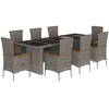 Image de vidaXL Salon de jardin 9 pièces avec coussins Gris Poly Rattan