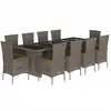 Image de vidaXL Ensemble de jardin 11 pièces avec coussins Gris Poly rotin