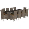 Image de vidaXL Ensemble de jardin 11 pièces avec coussins Gris Poly rotin