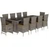 Image de vidaXL Ensemble de jardin 11 pièces avec coussins Gris Poly rotin