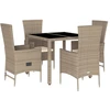 Image de vidaXL Salon de jardin 5 pièces avec coussins Beige Poly Rattan