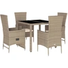 Image de vidaXL Salon de jardin 5 pièces avec coussins Beige Poly Rattan