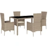 Image de vidaXL Salon de jardin 5 pièces avec coussins Beige Poly Rattan
