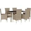 Image de vidaXL Ensemble de jardin 7 pièces avec coussins Beige Poly rotin