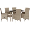 Image de vidaXL Ensemble de jardin 7 pièces avec coussins Beige Poly rotin