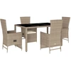 Image de vidaXL Salon de jardin 5 pièces avec coussins Beige Poly Rattan
