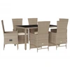 Image de vidaXL Ensemble de jardin 7 pièces avec coussins Beige Poly rotin