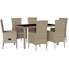 Image de vidaXL Ensemble de jardin 7 pièces avec coussins Beige Poly rotin