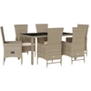 Image de vidaXL Ensemble de jardin 7 pièces avec coussins Beige Poly rotin