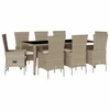 Image de vidaXL Salon de jardin 9 pièces avec coussins Beige Poly Rattan