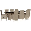 Image de vidaXL Salon de jardin 9 pièces avec coussins Beige Poly Rattan