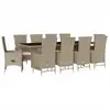 Image de vidaXL Salon de jardin 11 pièces avec coussins Beige Poly Rattan