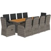 Image de vidaXL Ensemble de jardin 11 pièces avec coussins Gris Poly rotin