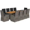 Image de vidaXL Ensemble de jardin 11 pièces avec coussins Gris Poly rotin