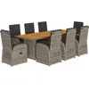 Image de vidaXL Salon de jardin 9 pièces avec coussins Gris Poly Rattan