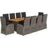 Image de vidaXL Ensemble de jardin 11 pièces avec coussins Gris Poly rotin
