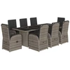 Image de vidaXL Salon de jardin 9 pièces avec coussins Gris Poly Rattan