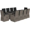 Image de vidaXL Ensemble de jardin 11 pièces avec coussins Gris Poly rotin