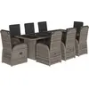 Image de vidaXL Salon de jardin 9 pièces avec coussins Gris Poly Rattan