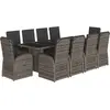 Image de vidaXL Ensemble de jardin 11 pièces avec coussins Gris Poly rotin