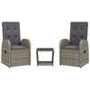 Image de vidaXL Ensemble de jardin 3 pièces avec coussins Gris Poly rotin