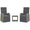 Image de vidaXL Ensemble de jardin 3 pièces avec coussins Gris Poly rotin