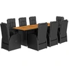 Image de vidaXL Salon de jardin 9 pièces avec coussins noir poly rotin