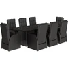 Image de vidaXL Salon de jardin 9 pièces avec coussins noir poly rotin