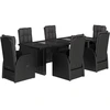 Image de vidaXL Ensemble de jardin 7 pièces avec coussins Noir Poly Rattan